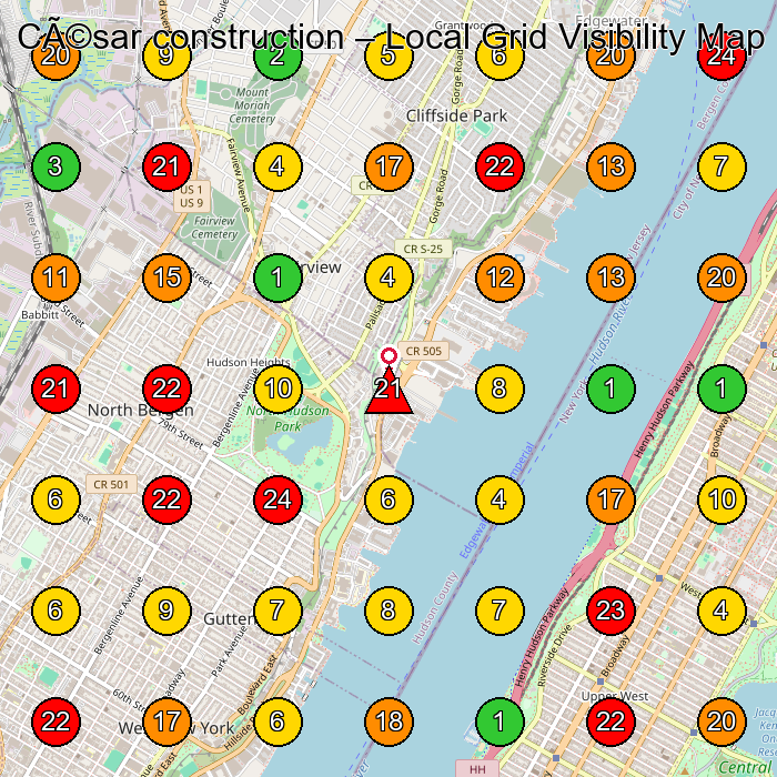 César construction Contratista General GeoGrid ranking map for Fairview NJ